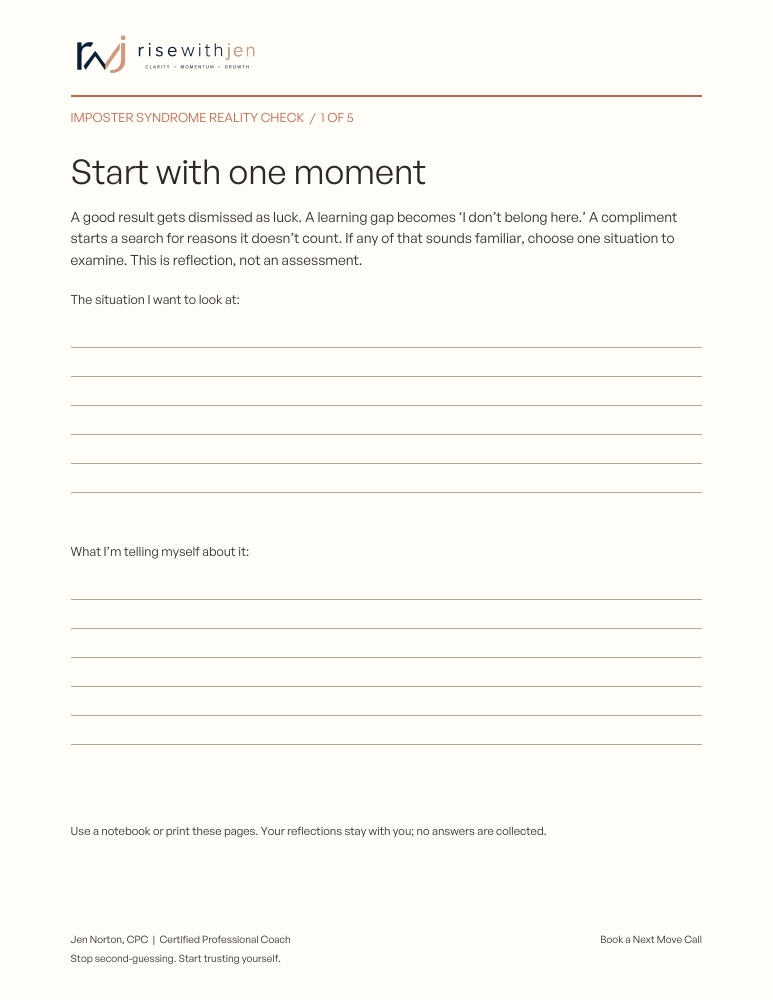 First page of The Imposter Syndrome Reality Check